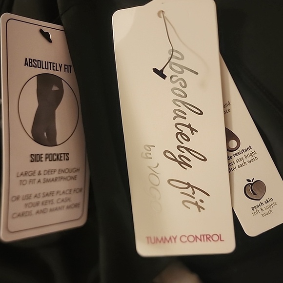 Absolutely Fit Black Leggings Tummy Control -NEW size small, Deep Pockets - Picture 6 of 7